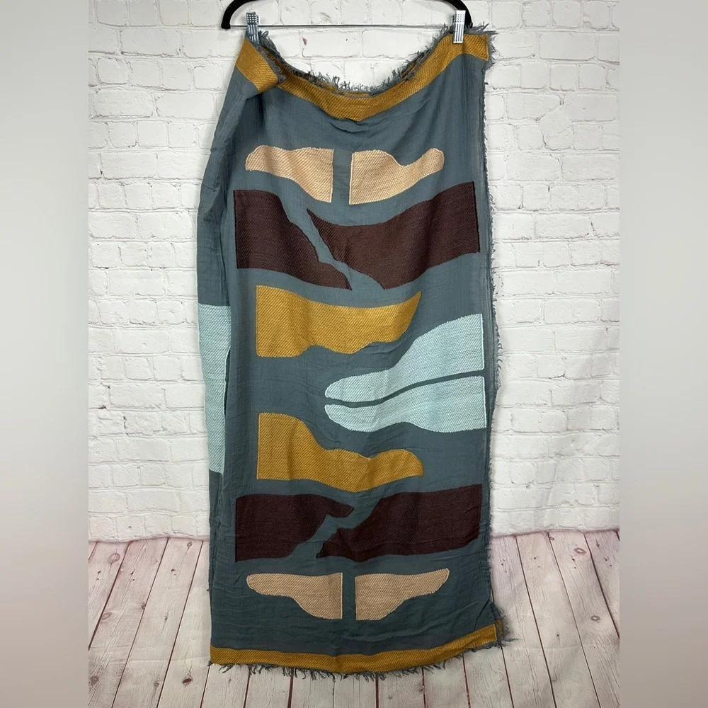 Universal Thread gray browns cotton‎ blend square scarf wrap 52